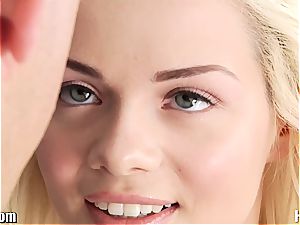 Stepdaughter gets her petite globes facialed in cum by father